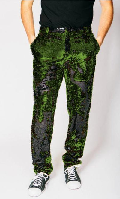 Mens Sequin Pants - Olive Dress Party Pants 1   - from alligatorwarehouse.com