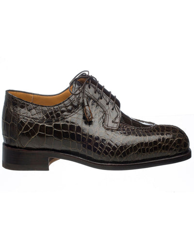 Ferrini Shoes - Mens Alligator Dress Shoe - Ferrini 3520 Belly Alligator Split Toe Shoes Olive 1 F3520-OL-095  - from alligatorwarehouse.com