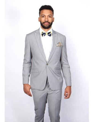 Men'S Slim Fit Suit - Fitted Suit - Skinny Suit Men'S Light Gray Flap Front Pockets Peak Lapel Suit 1 34-Shrt-ExSml-SM3340  - from alligatorwarehouse.com