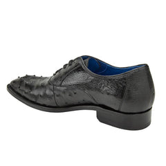 Men's Belvedere Orlando Ostrich Quill Plain Toe Dress Shoe in Black