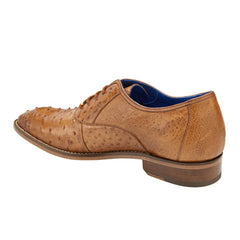 Men's Belvedere Orlando Ostrich Quill Plain Toe Dress Shoe in Antique Peanut