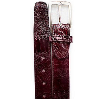 Men's Belvedere Genuine Ostrich Leg Dress Belt in Burgundy 1 MEN 2000 BURG-44 OSTRICH LEG BELT  - from alligatorwarehouse.com