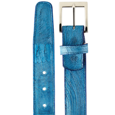 Men's Belvedere Genuine Ostrich Leg Dress Belt in Ocean Blue 1 MEN 2000 OCEAN-44 OSTRICH LEG BELT  - from alligatorwarehouse.com