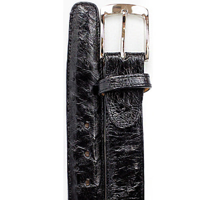 Men's Belvedere Genuine Ostrich Quill Dress Belt in Black 1 MEN 2001 OSTRICH QUILL BLACK-44 BELT  - from alligatorwarehouse.com