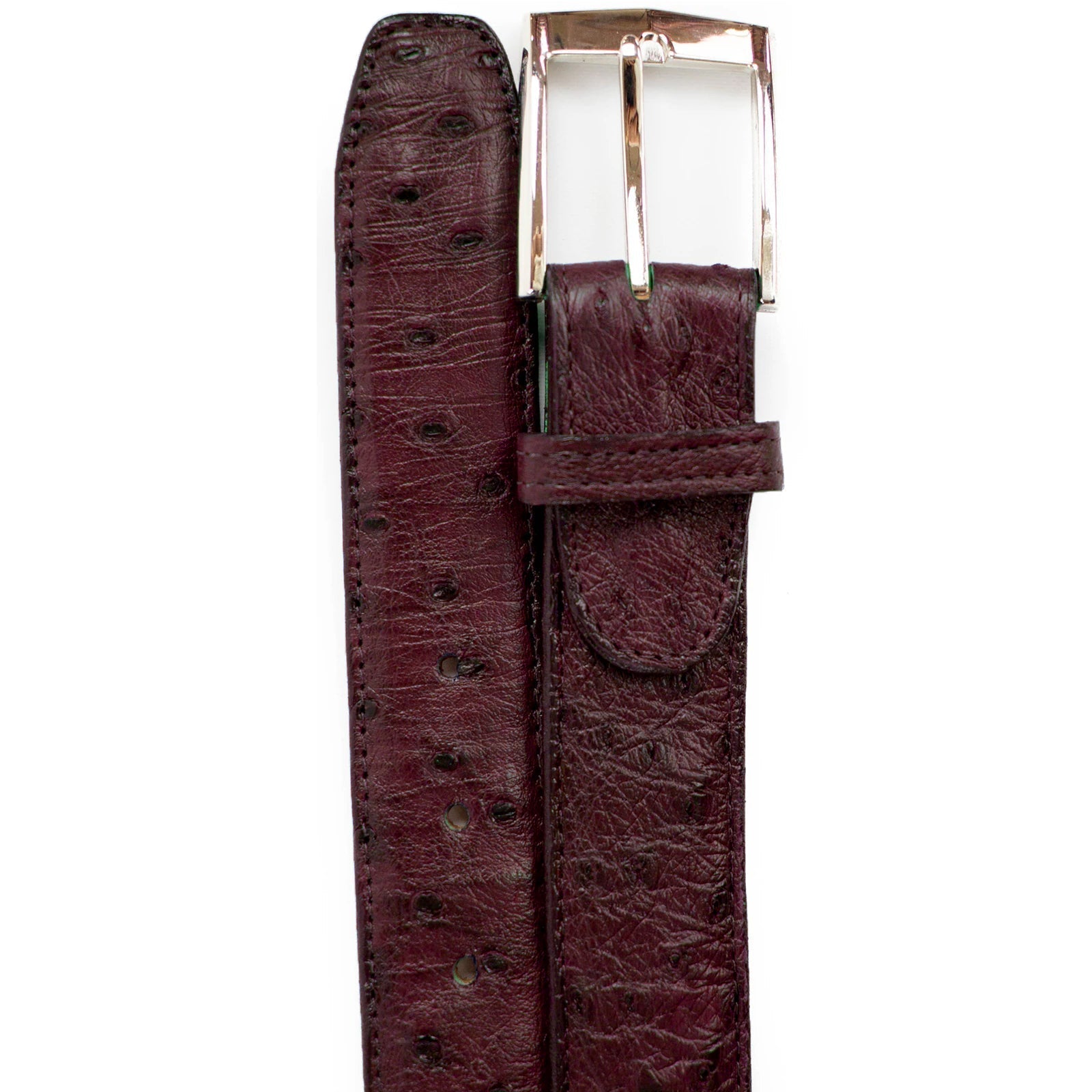 Men's Belvedere Genuine Ostrich Quill Dress Belt in Burugndy 1 MEN 2001 OSTRICH QUILL DK BURGUNDY-44-BELT  - from alligatorwarehouse.com