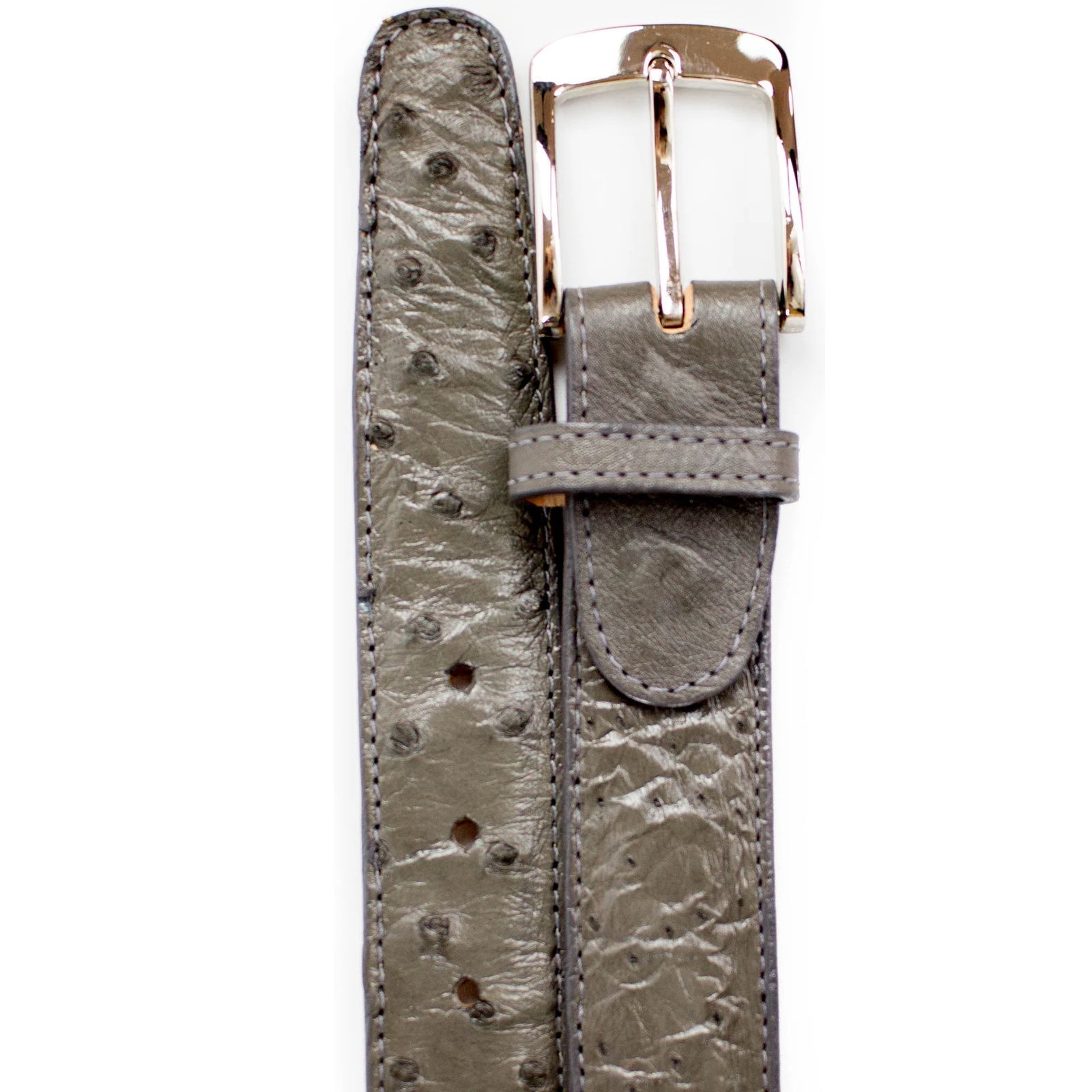 Men's Belvedere Genuine Ostrich Quill Dress Belt in Grey 1 MEN 2001 OSTRICH QUILL GRAY-44 BELT  - from alligatorwarehouse.com