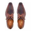 Men's Genuine Full Quill Ostrich Leg Monk Strap Brown Shoes By Mezlan Made in Spain Brand 2   - from alligatorwarehouse.com