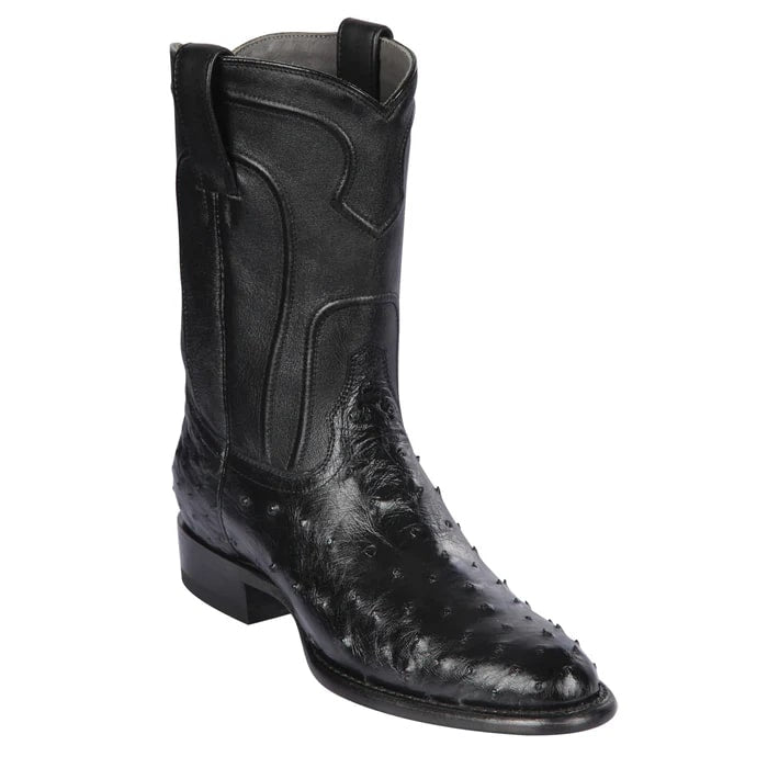 Los Altos Boots - Mens Dress Cowboy Boot - Low Priced  Ostrich Roper Western Boots- in  Black