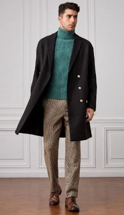 Men Lapel Collar Double Breasted Overcoat 5   - from alligatorwarehouse.com