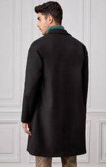 Men Lapel Collar Double Breasted Overcoat