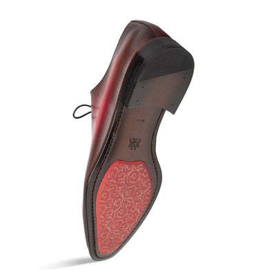 Dietro Oxford Burgundy Whole Cut Angular Patina Finish Calfskin Shoes By Mezlan Made In Spain Brand 5   - from alligatorwarehouse.com