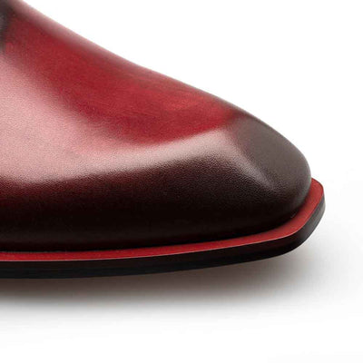 Dietro Oxford Burgundy Whole Cut Angular Patina Finish Calfskin Shoes By Mezlan Made In Spain Brand 3   - from alligatorwarehouse.com