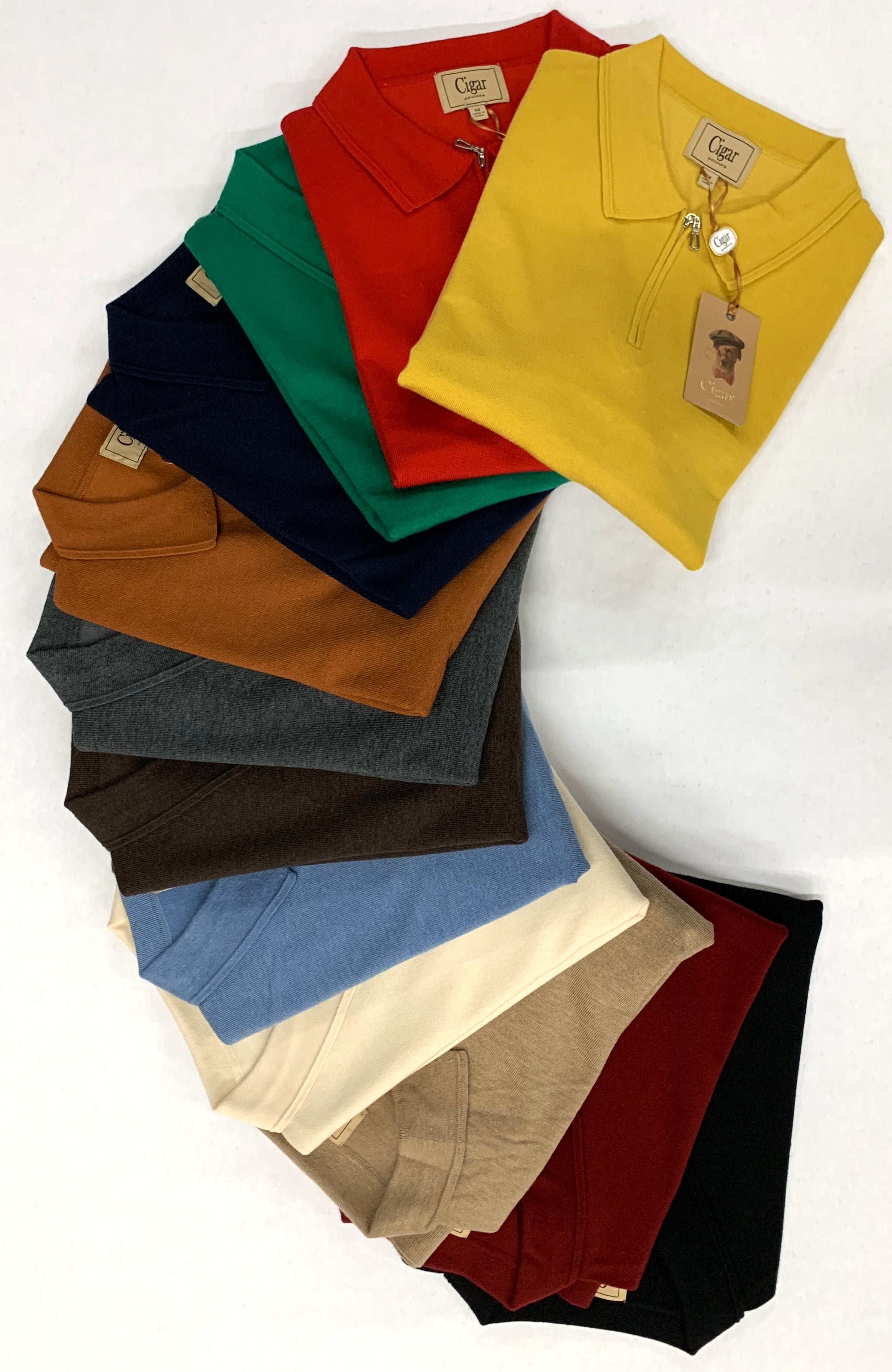 Cigar Couture 1/4 Zipper Polo Sweater Solid Color 1   - from alligatorwarehouse.com