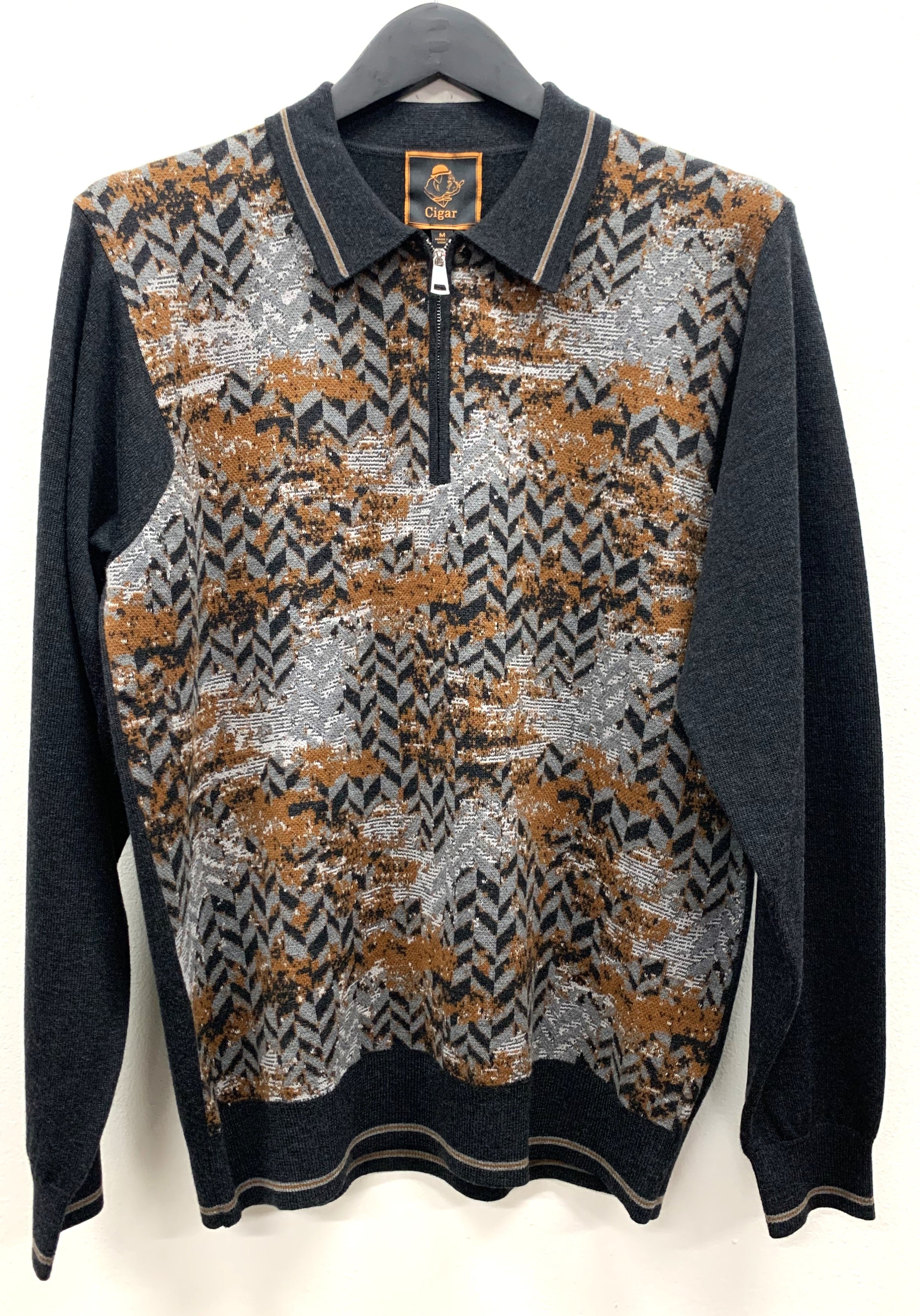 Cigar Couture 1/4 Zipper Polo Sweater - CHARCOAL 1   - from alligatorwarehouse.com