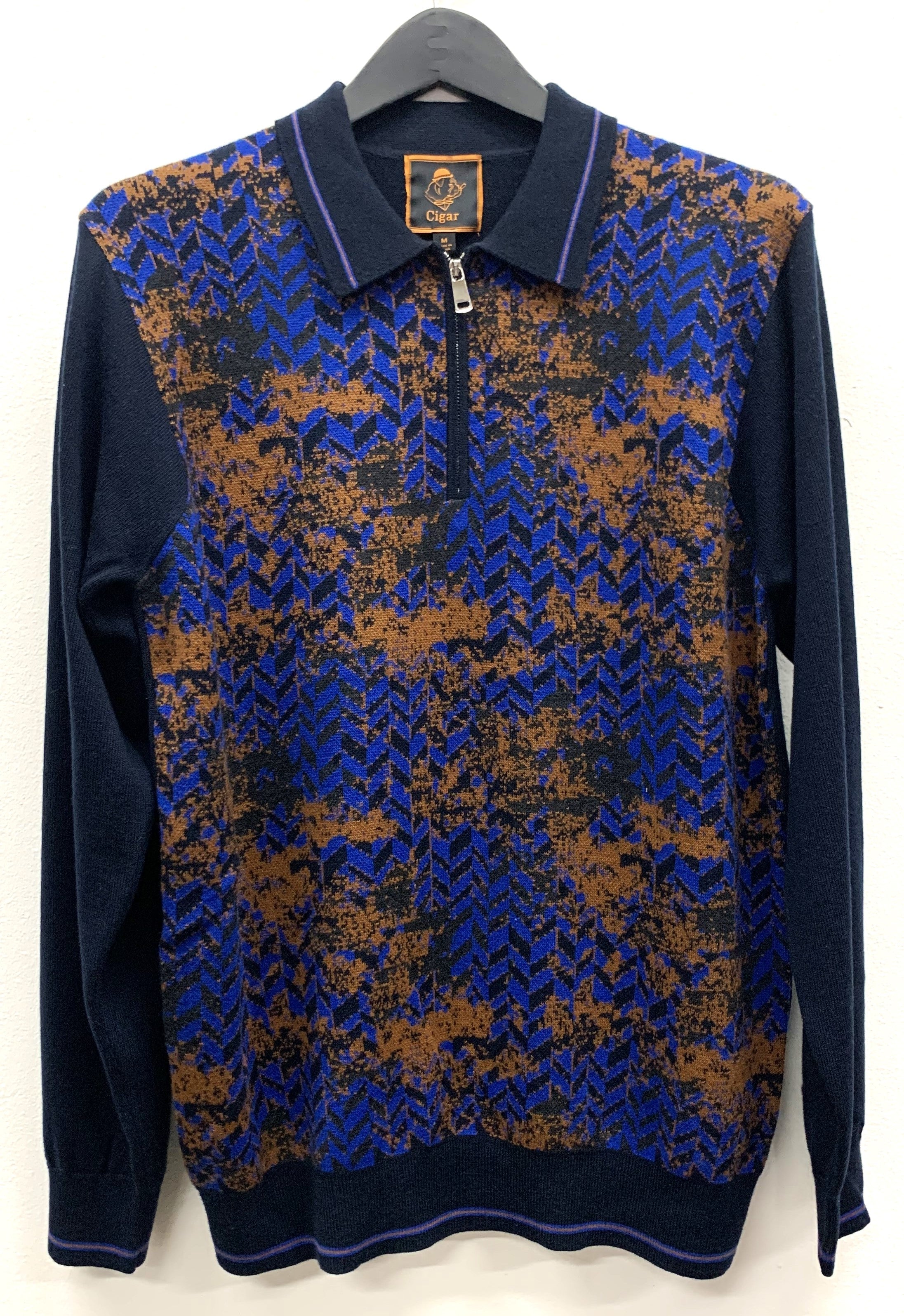 Cigar Couture 1/4 Zipper Polo Sweater - Navy 1   - from alligatorwarehouse.com