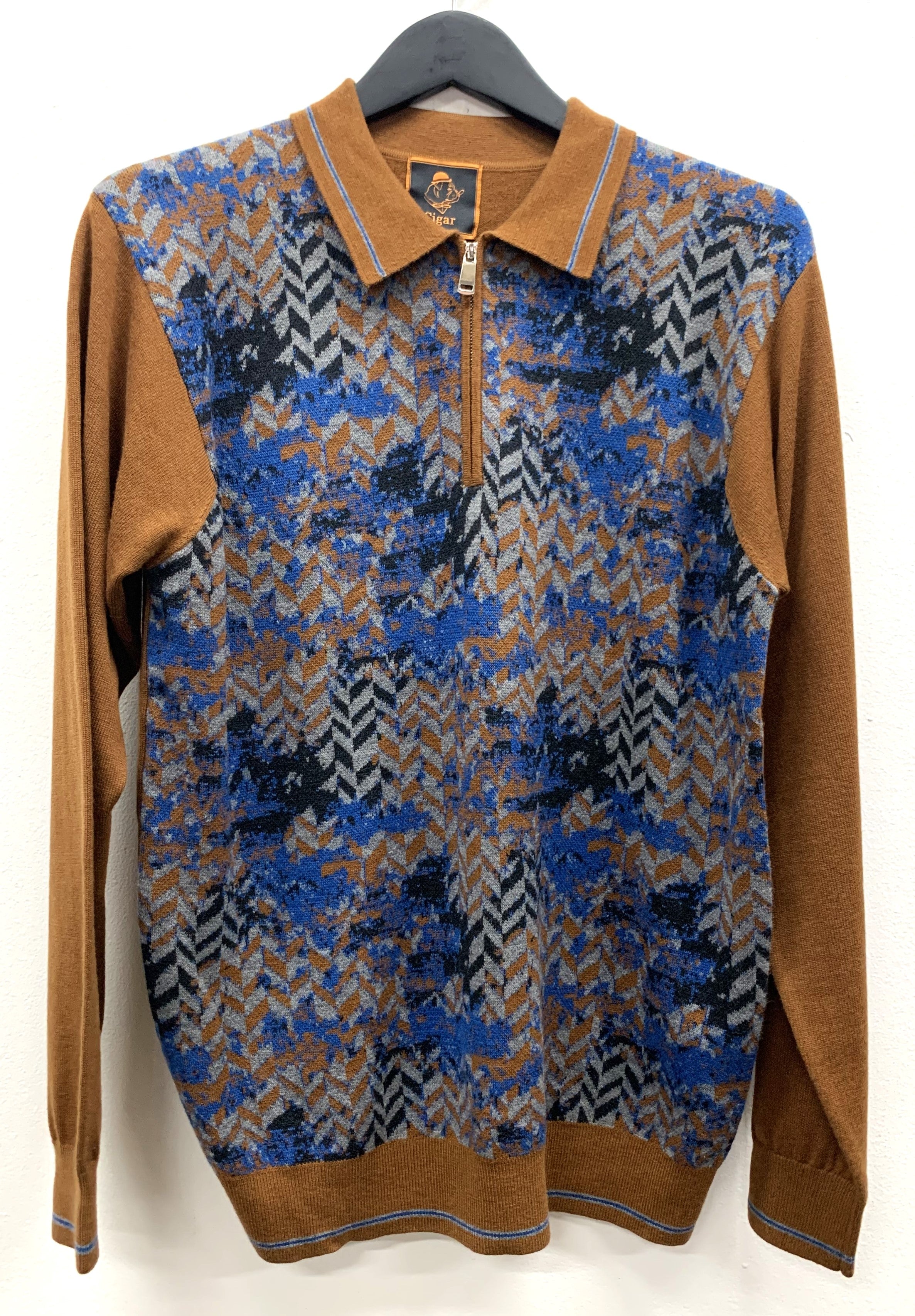 Cigar Couture 1/4 Zipper Polo Sweater - Taupe 1   - from alligatorwarehouse.com