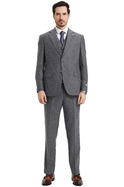 Men's Stacy Adams Vested Vintage Herringbone Tweed Suit in Grey 2 SM325H1-01-38R  - from alligatorwarehouse.com