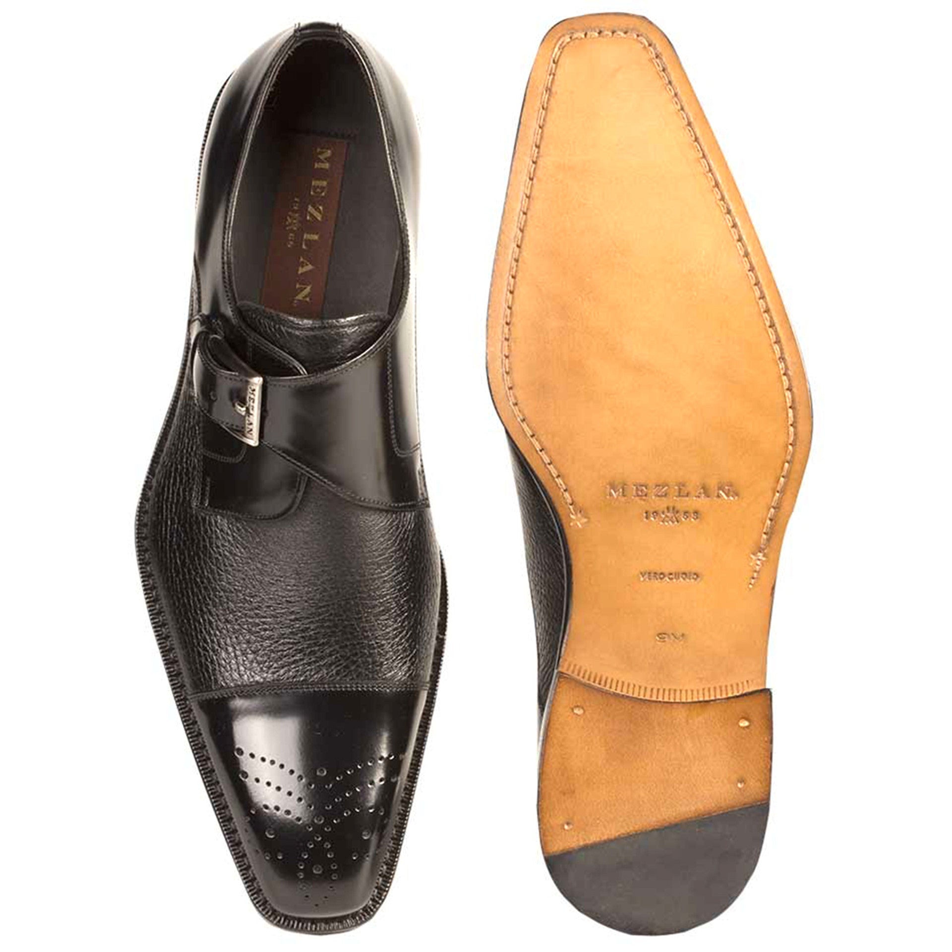 Phoenix Black Genuine Deerskin Monkstraps by Mezlan