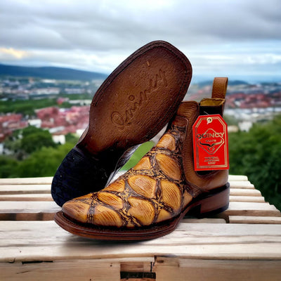 Pirarucu Print Short Cowboy Boots 2   - from alligatorwarehouse.com