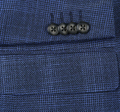 Mens Two Button Classic Fit Sport Coat Blazer In Navy Blue Windowpane Plaid 3   - from alligatorwarehouse.com