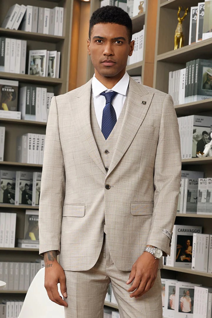 Tan Suits For Wedding - Tan Groomsmen Suits - Tan One Button Tuxedo 2   - from alligatorwarehouse.com