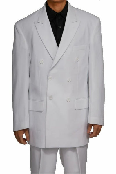 White Wedding Suit For Men - Perfect For Groom - Mens Classic Fit Double Breasted Poplin Suit In White 1   - from alligatorwarehouse.com