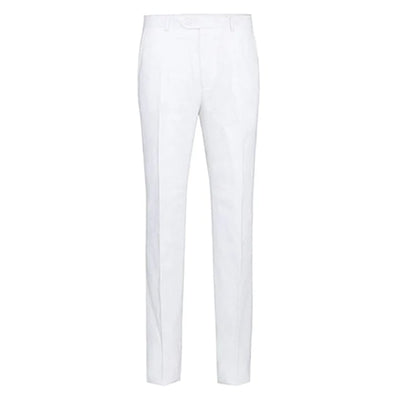 White Wedding Suit For Men - Perfect For Groom - Mens Basic Two Button Classic Fit Linen Summer Suit In White 6   - from alligatorwarehouse.com