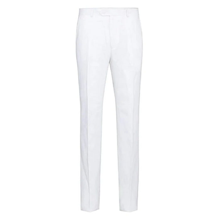 White Wedding Suit For Men - Perfect For Groom - Mens Basic Two Button Classic Fit Linen Summer Suit In White