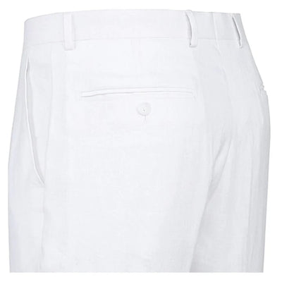 White Wedding Suit For Men - Perfect For Groom - Mens Basic Two Button Classic Fit Linen Summer Suit In White 5   - from alligatorwarehouse.com