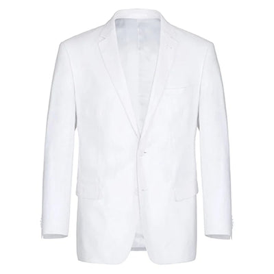 White Wedding Suit For Men - Perfect For Groom - Mens Basic Two Button Classic Fit Linen Summer Suit In White 2   - from alligatorwarehouse.com