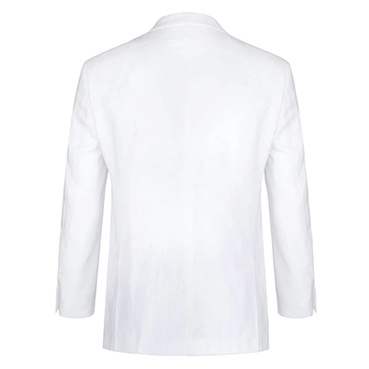 White Wedding Suit For Men - Perfect For Groom - Mens Basic Two Button Classic Fit Linen Summer Suit In White