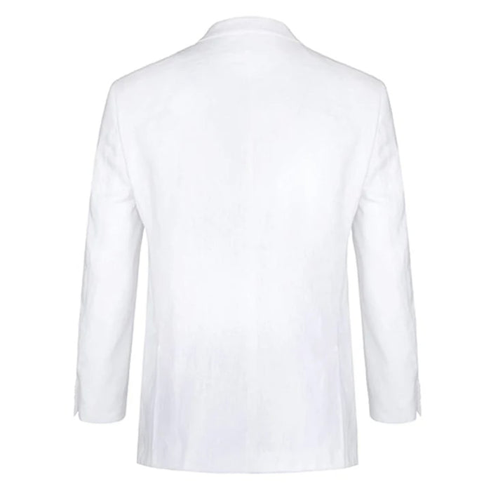 White Wedding Suit For Men - Perfect For Groom - Mens Basic Two Button Classic Fit Linen Summer Suit In White
