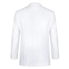 White Wedding Suit For Men - Perfect For Groom - Mens Basic Two Button Classic Fit Linen Summer Suit In White