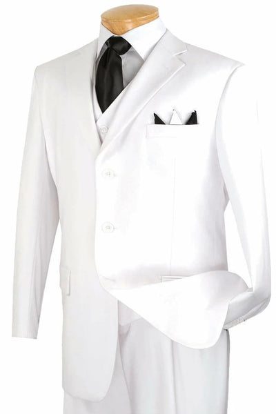 White Wedding Suit For Men - Perfect For Groom -Mens Three Button Classic Fit Vested Suit In White 1   - from alligatorwarehouse.com
