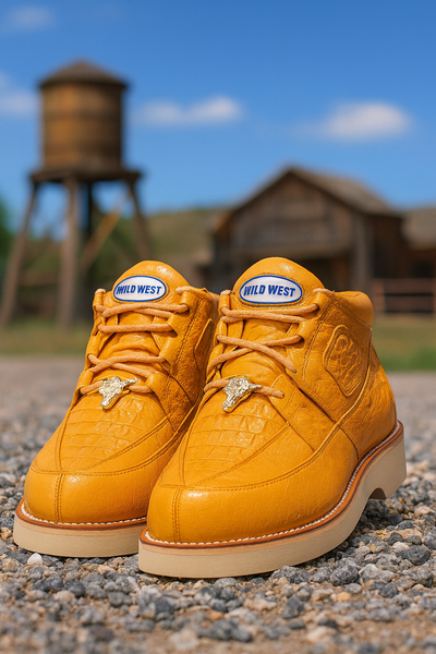 Men's Wild West Boots Caiman and Smooth Ostrich Skin Shoe 2ZA052802 3 2ZA052802-060  - from alligatorwarehouse.com