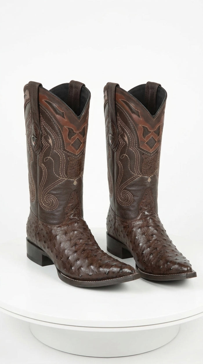 Men’s Wild West Yellow Gold Ostrich Skin 3X Toe Boots 29503-A, Exotic Western Cowboy Boots