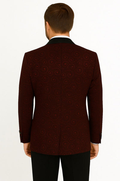 Paisley-300 Burgundy and Black Tuxedo Blazer with Bow Tie 2   - from alligatorwarehouse.com