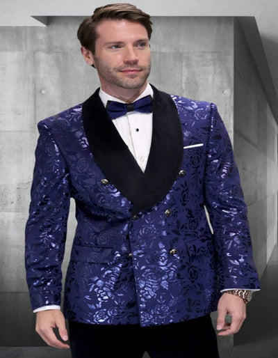 Blue Prom Suit - Blue Homecoming Outfits For Guys Paisley Pattern in Sapphire Blue 1   - from alligatorwarehouse.com