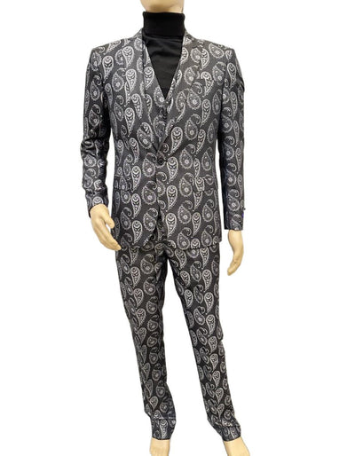 Paisley Suit - Gray - Silver - Charcoal Prom Suit - Slim Fit Stage Suit 1   - from alligatorwarehouse.com