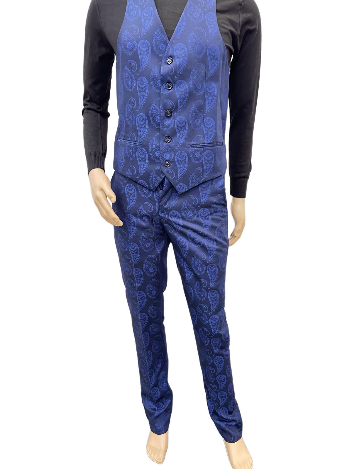 Paisley Suit - Royal Blue Prom Suit - Slim Fit Stage Suit