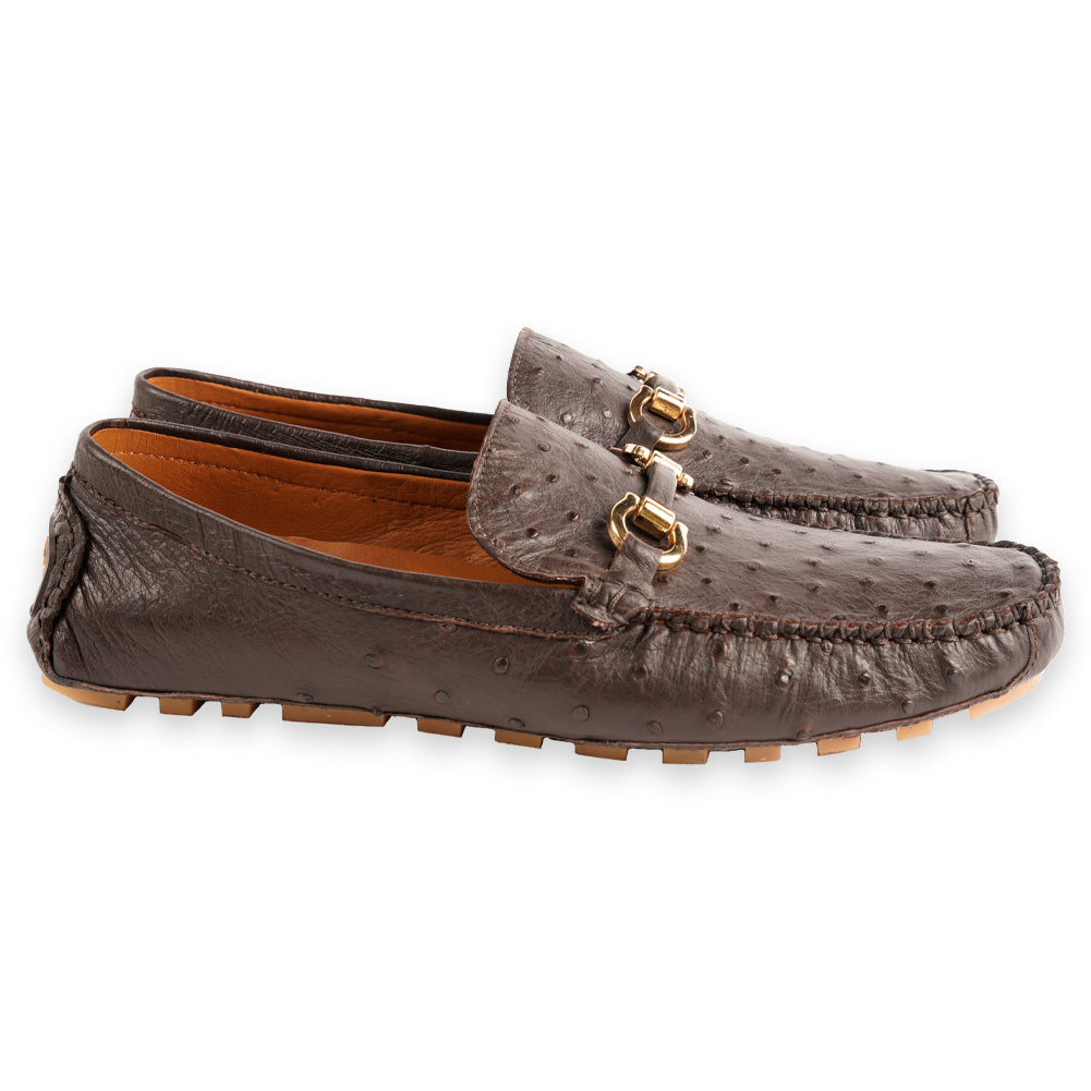 P01402 Palm Beach Genuine Ostrich Driver- Brown
