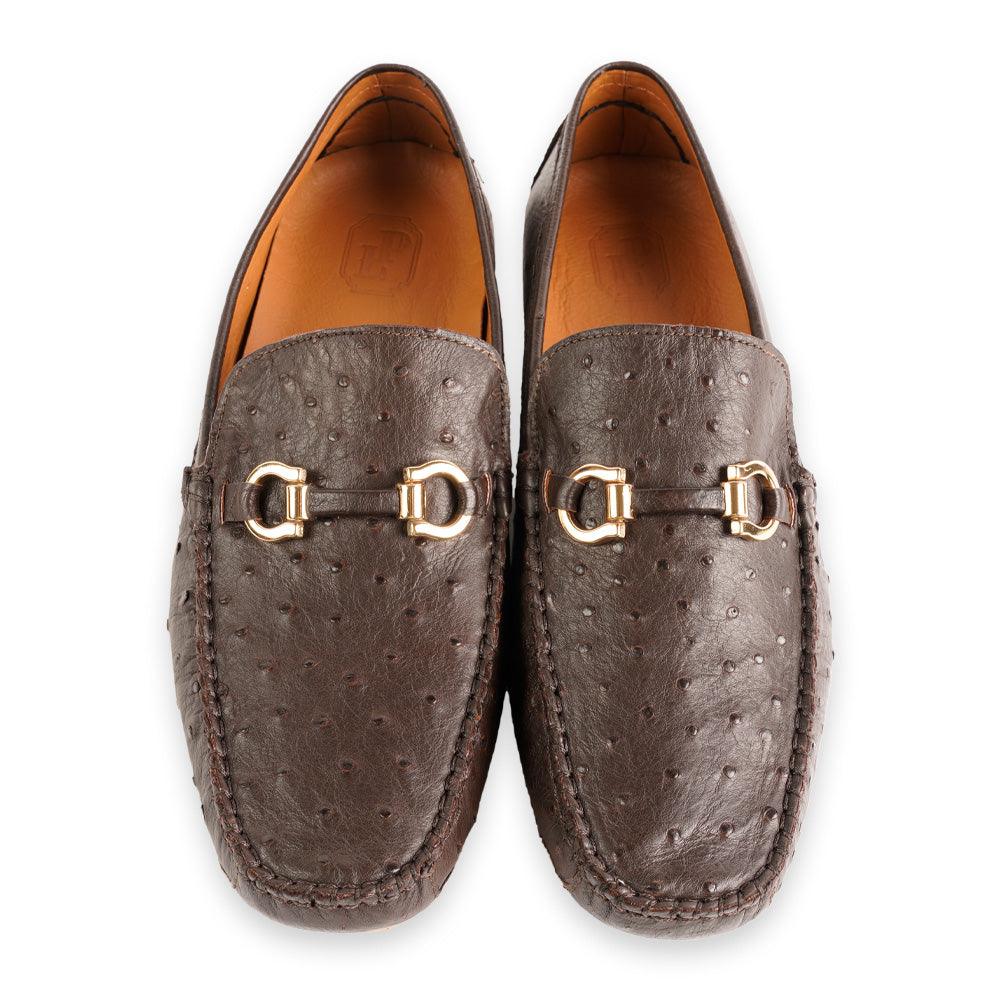 P01402 Palm Beach Genuine Ostrich Driver- Brown