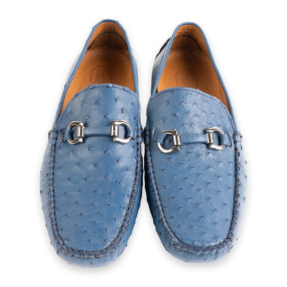 P01409 Palm Beach Genuine Ostrich Driver- Ocean Blue