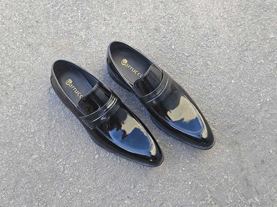 Patent Leather Tuxedo Penny Loafer 2 KS479-601PBLACK9  - from alligatorwarehouse.com