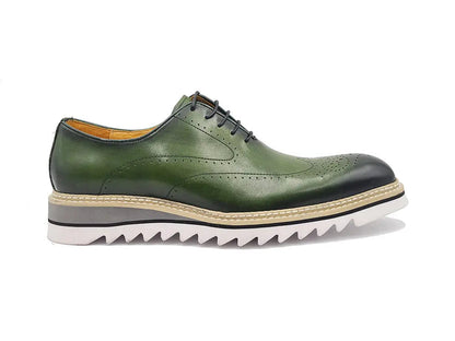 Carrucci Patina Wing-tip Oxford with Medallion on Toe