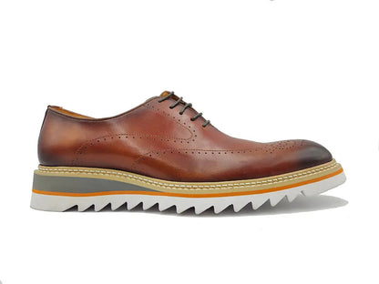 Carrucci Patina Wing-tip Oxford with Medallion on Toe