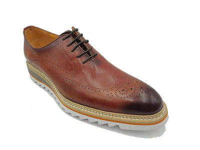 Patina Wing-tip Oxford with Medallion on Toe 8 KS552-02OLIVE9  - from alligatorwarehouse.com