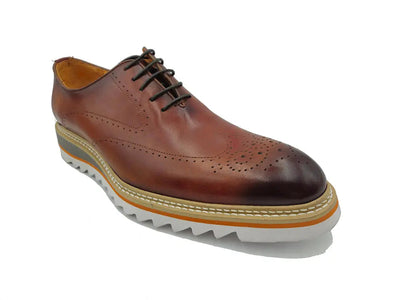 Patina Wing-tip Oxford with Medallion on Toe 9 KS552-02OLIVE9  - from alligatorwarehouse.com