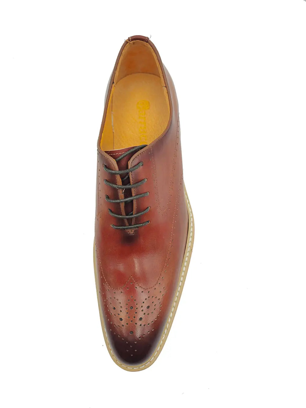 Carrucci Patina Wing-tip Oxford with Medallion on Toe