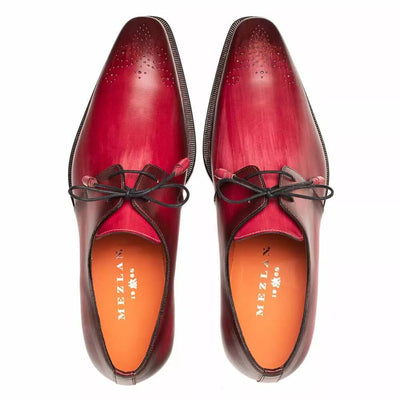 Mezlan Principe Burgundy/Rust Patina Leather Men’s Derby Shoes 2   - from alligatorwarehouse.com